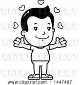 Vector Clip Art of Retro Cartoon Boy with Open Arms and Love Hearts by Cory Thoman