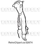 Vector Clip Art of Retro Cartoon Business Man Facing Left by Picsburg
