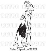 Vector Clip Art of Retro Cartoon Business Man Leaning Back into a Womans Chest by Picsburg