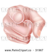 Vector Clip Art of Retro Cartoon Caucasian Hand Pointing Outwards by AtStockIllustration
