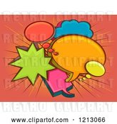 Vector Clip Art of Retro Cartoon Colorful Speech and Thought Bubbles over Rays by BNP Design Studio