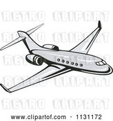 Vector Clip Art of Retro Cartoon Commercial Airliner Plane by Patrimonio