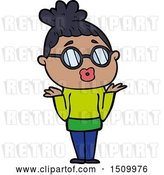 Vector Clip Art of Retro Cartoon Confused Lady Wearing Spectacles by Lineartestpilot