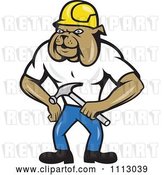 Vector Clip Art of Retro Cartoon Construction Bulldog Holding a Hammer by Patrimonio