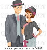 Vector Clip Art of Retro Cartoon Couple Dressed in Roaring Twenties Outfits by BNP Design Studio