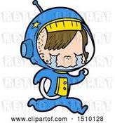 Vector Clip Art of Retro Cartoon Crying Astronaut Girl Running by Lineartestpilot
