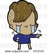 Vector Clip Art of Retro Cartoon Crying Girl Accusing by Lineartestpilot