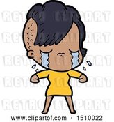 Vector Clip Art of Retro Cartoon Crying Girl by Lineartestpilot