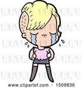 Vector Clip Art of Retro Cartoon Crying Girl by Lineartestpilot