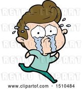 Vector Clip Art of Retro Cartoon Crying Guy Running by Lineartestpilot