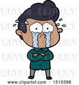 Vector Clip Art of Retro Cartoon Crying Guy with Crossed Arms by Lineartestpilot