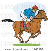 Vector Clip Art of Retro Cartoon Derby Horse Race Jockey by Patrimonio