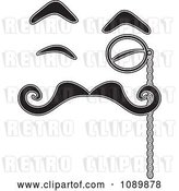 Vector Clip Art of Retro Cartoon Face with Eyebrow Eyes Mustache and Monocle by Maria Bell