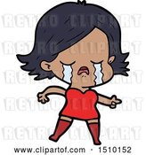Vector Clip Art of Retro Cartoon Girl Crying and Pointing by Lineartestpilot