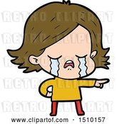 Vector Clip Art of Retro Cartoon Girl Crying and Pointing by Lineartestpilot