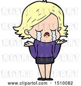 Vector Clip Art of Retro Cartoon Girl Crying by Lineartestpilot