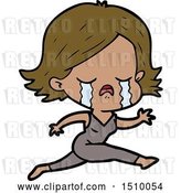 Vector Clip Art of Retro Cartoon Girl Crying Whilst Running by Lineartestpilot