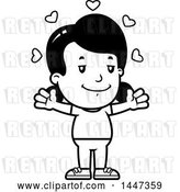 Vector Clip Art of Retro Cartoon Girl with Open Arms and Love Hearts by Cory Thoman