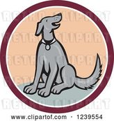 Vector Clip Art of Retro Cartoon Gray Dog in a Circle by Patrimonio