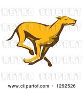 Vector Clip Art of Retro Cartoon Greyhound Dog Running by Patrimonio