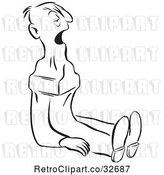 Vector Clip Art of Retro Cartoon Guy with an Anvil in His Throat by Picsburg
