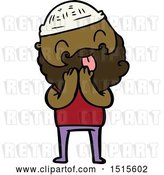 Vector Clip Art of Retro Cartoon Guy with Beard Sticking out Tongue by Lineartestpilot