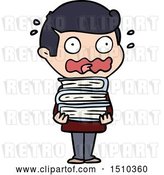 Vector Clip Art of Retro Cartoon Guy with Books Totally Stressed out by Lineartestpilot