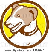 Vector Clip Art of Retro Cartoon Jack Russell Terrier Dog in a Brown White and Yellow Circle by Patrimonio