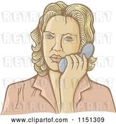 Vector Clip Art of Retro Cartoon Lady Talking on a Telephone by Any Vector