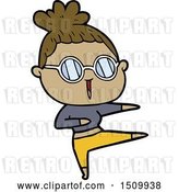 Vector Clip Art of Retro Cartoon Lady Wearing Spectacles by Lineartestpilot