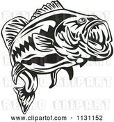 Vector Clip Art of Retro Cartoon Largemouth Bass Fish by Patrimonio