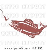 Vector Clip Art of Retro Cartoon Largemouth Bass Fish Chasing a Hook and Lure by Patrimonio