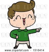 Vector Clip Art of Retro Cartoon Laughing Boy Pointing by Lineartestpilot