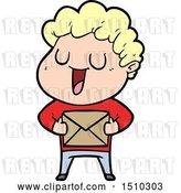 Vector Clip Art of Retro Cartoon Laughing Guy with Parcel by Lineartestpilot