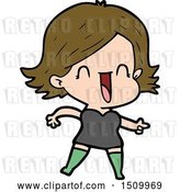 Vector Clip Art of Retro Cartoon Laughing Lady Pointing by Lineartestpilot
