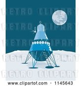 Vector Clip Art of Retro Cartoon Lunar Landing Module on the Moon by Patrimonio