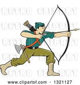 Vector Clip Art of Retro Cartoon Male Archer Aiming an Arrow by Patrimonio