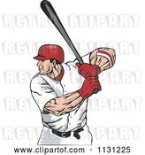 Vector Clip Art of Retro Cartoon Male Baseball Athlete at Bat by Patrimonio