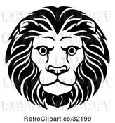 Vector Clip Art of Retro Cartoon Male Lion Head by AtStockIllustration