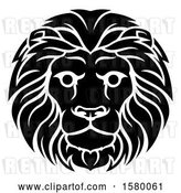 Vector Clip Art of Retro Cartoon Male Lion Leo Head by AtStockIllustration