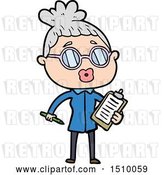 Vector Clip Art of Retro Cartoon Manager Lady Wearing Spectacles by Lineartestpilot