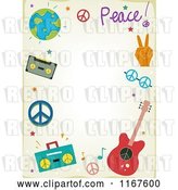 Vector Clip Art of Retro Cartoon Music and Peace Background with Copyspace by BNP Design Studio