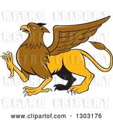Vector Clip Art of Retro Cartoon Mythical Griffin Creature Walking by Patrimonio