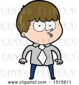 Vector Clip Art of Retro Cartoon Nervous Boy in Shirt and Tie by Lineartestpilot