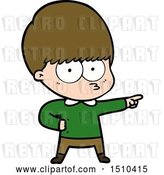 Vector Clip Art of Retro Cartoon Nervous Boy Pointing by Lineartestpilot