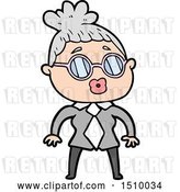 Vector Clip Art of Retro Cartoon Office Lady Wearing Spectacles by Lineartestpilot