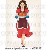 Vector Clip Art of Retro Cartoon Pinup Lady Carrying a Roasted Turkey by BNP Design Studio