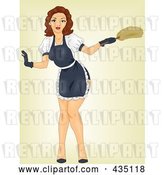 Vector Clip Art of Retro Cartoon Pinup Lady Maid Bending over by BNP Design Studio