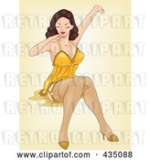 Vector Clip Art of Retro Cartoon Pinup Lady Sitting on a Bed by BNP Design Studio