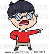 Vector Clip Art of Retro Cartoon Pointing Boy Wearing Spectacles by Lineartestpilot
